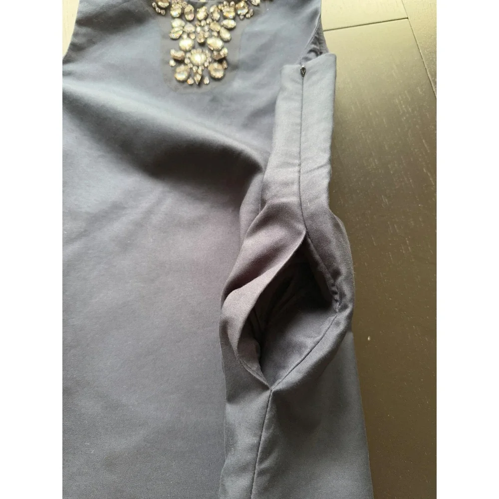 Crewcuts J. Crew Jeweled Dress Girls 7 Navy Sleeveless‎ Side Pockets Party XMAS